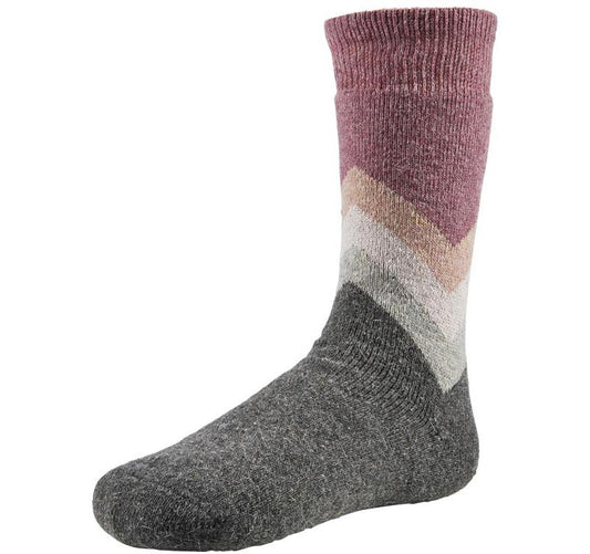 Ysabel Mora 12670 Striped Angora Socks - Warm and cozy thick angora socks with stripes in shades of pale pink and grey.
