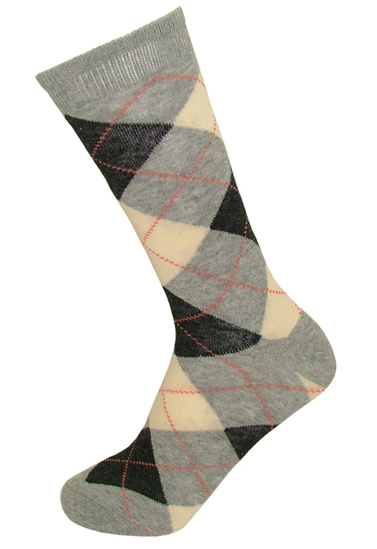 Ysabel Mora Argyle Sock - Cotton ankle socks with a diamond argyle golf style pattern, flat toe seam, shaped heal and elasticated cuff.