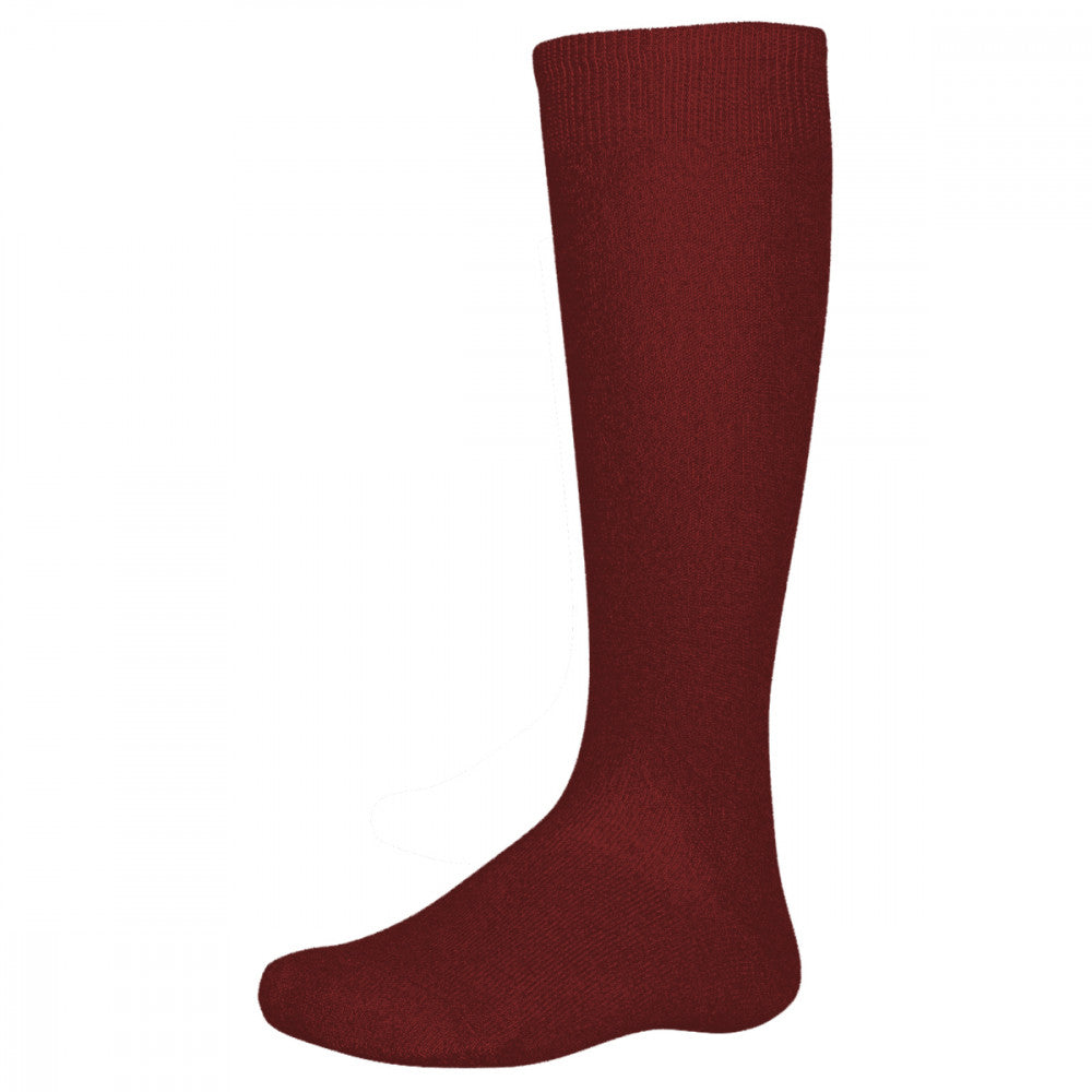 Ysabel Mora - 02815 maroon knee-high cotton socks, perfect for older school kids